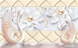 Tranh 3D chim thiên nga trang trí tường đẹp
