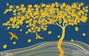 Tranh hoa vàng trang trí phòng ngủ