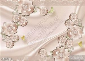 Tranh lụa 3D hoa trang trí phòng ngủ