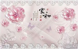 Tranh 3D hoa hồng thư pháp trang trí phòng khách