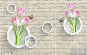Tranh 3D hoa tulip trang trí phòng đẹp