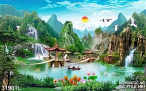 Tranh thác nước  phong thủy trang trí tường