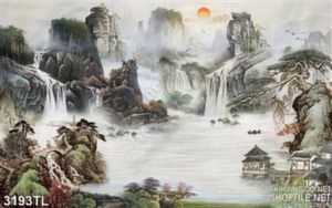 Tranh sơn dầu thác nước phong thủy
