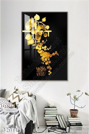 Tranh lụa hoa lan kim tiền treo tường đẹp