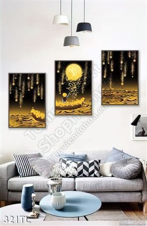 Tranh lụa 3D ngắm sao nghệ thuật trang trí phòng khách