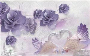 Tranh 3D điêu khắc chim thiên nga trang trí phòng ngủ