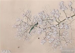 Tranh hoa Mai và chim én dán tường đẹp