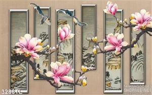 Tranh bình phong hoa Mộc lan trang trí phòng khách