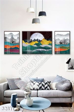 Tranh lụa 3D sơn dầu trang trí treo tường