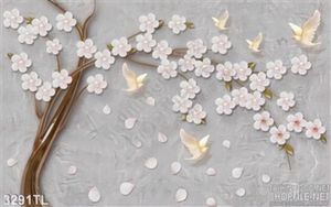 Tranh hoa Mai và chim bồ câu treo tường đẹp