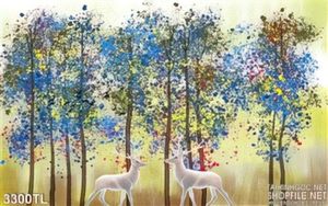 Tranh sơn dầu hươu trong rừng đẹp