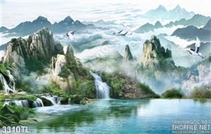Tranh thư pháp thác nước trang trí tường đẹp