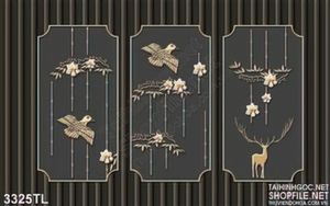 Tranh 3D điêu khắc chim và hươu trang trí phòng khách
