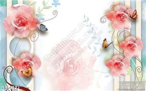Tranh 3D hoa hồng in gạch đẹp nhất