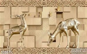 Tranh 3D điêu khắc hươu nai treo tường
