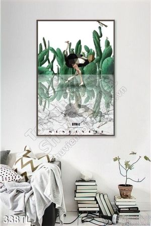 Tranh lụa 3D đà điểu đẹp
