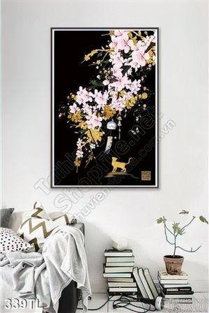 Tranh lụa 3D hoa đẹp trang trí treo tường