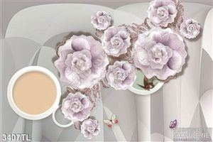 Tranh 3D hoa hồng tím nghệ thuật đẹp