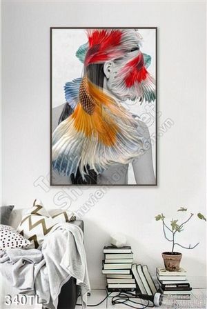 Tranh lụa 3D cá nghệ thuật trang trí tường