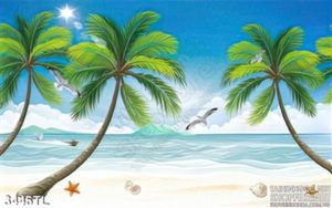 Tranh 3D bãi biển trang trí tường