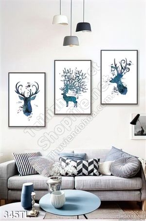 Tranh lụa 3D hươu nai nghệ thuật