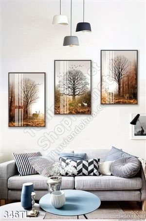Tranh lụa 3D rừng thông in kính độc đáo