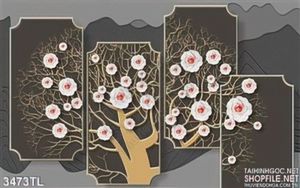 Tranh 3D hoa decor phòng khách hiện đại