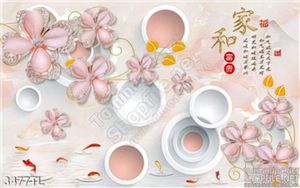 Tranh thư pháp hoa giả ngọc cá chép in gạch đẹp