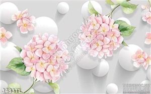 Tranh 3D hoa tú cầu trang trí tường