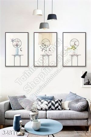 Tranh lụa 3D bình hoa treo tường đẹp