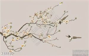 Tranh hoa Mai và chim én dán tường đẹp