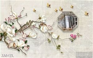 Tranh cửa sổ và hoa trang trí phòng khách