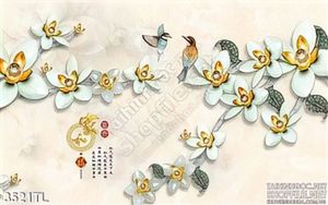 Tranh 3D hoa lan kim cương trang trí phòng ngủ