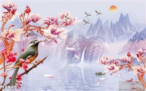 Tranh thác nước và hoa đẹp