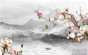 Tranh thư pháp hoa mộc lan trang trí tường đẹp