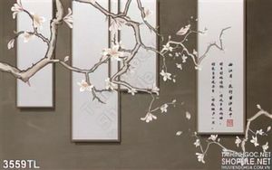 Tranh hoa nghệ thuật thư pháp trang trí tường