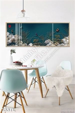 Tranh lụa 3D cỏ trang trí in kính