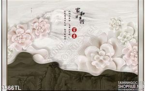Tranh hoa giả ngọc thư pháp in gạch đẹp
