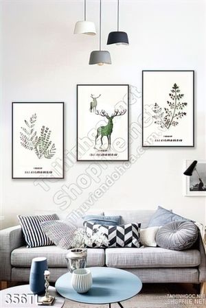 Tranh lụa 3D hươu nai nghệ thuật