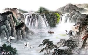 Tranh sơn dầu  thác nước phong thủy đẹp