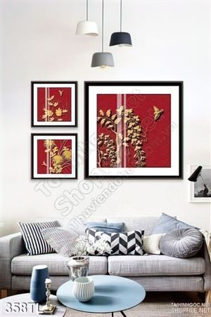 Tranh lụa 3D hoa lan  kim tiền đẹp