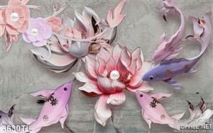 Tranh điêu khắc hoa Sen cá chép đẹp nhất