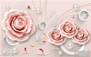 Tranh 3D hoa hồng ngọc trai trang trí tường đẹp nhất
