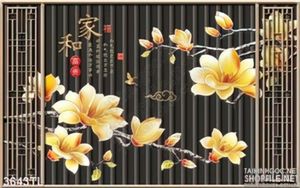 Tranh 3D hoa kim tiền trang trí tường phòng khách