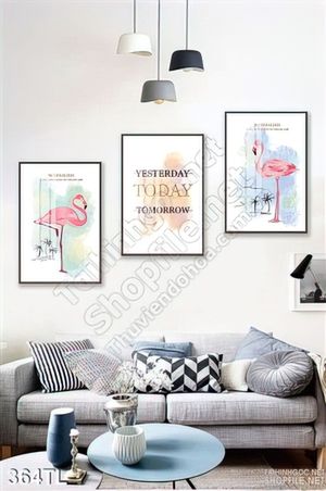 Tranh lụa 3D hồng hại trang trí treo tường đẹp