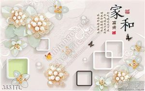 Tranh 3D hoa trang sức vàng trang trí tường phòng khách