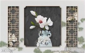 Tranh bình hoa mộc lan trang trí tường phòng khách