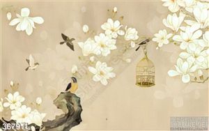 Tranh màu nước hoa mùa xuân trang trí tường