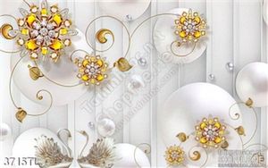 Tranh 3D hoa trang sức vàng và chim thiên nga