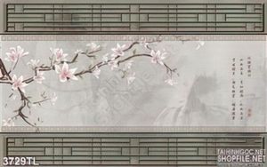 Tranh 3D thư pháp hoa đào đẹp nhất